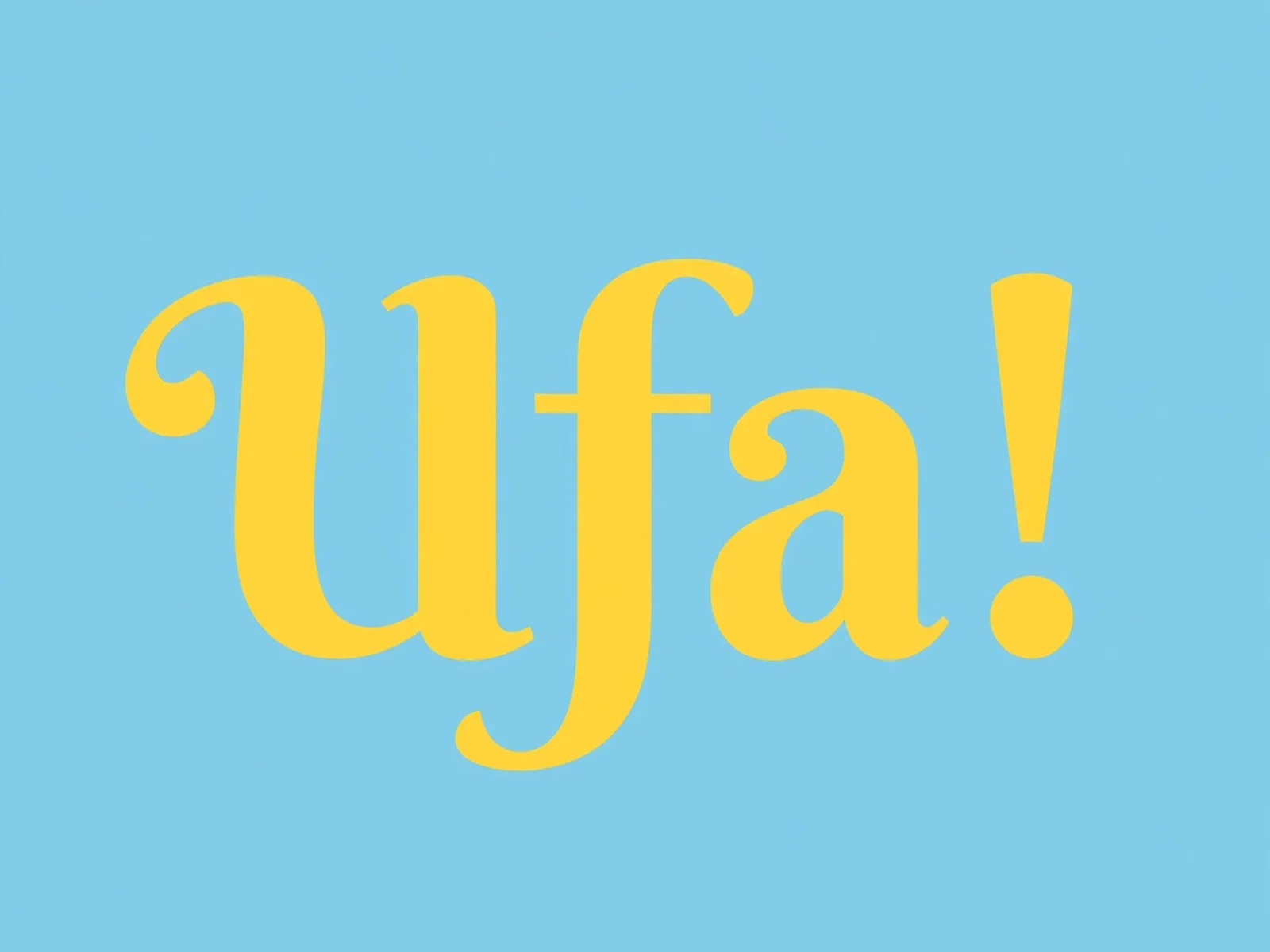 "Imagem com fundo azul céu e texto Ufa! em amarelo, transmitindo alegria e alívio"